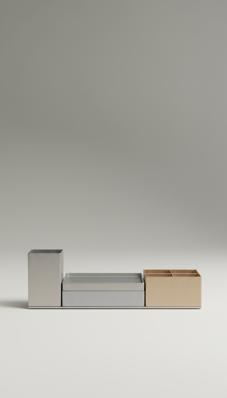 Modular Storage Tray In Brushed Metal